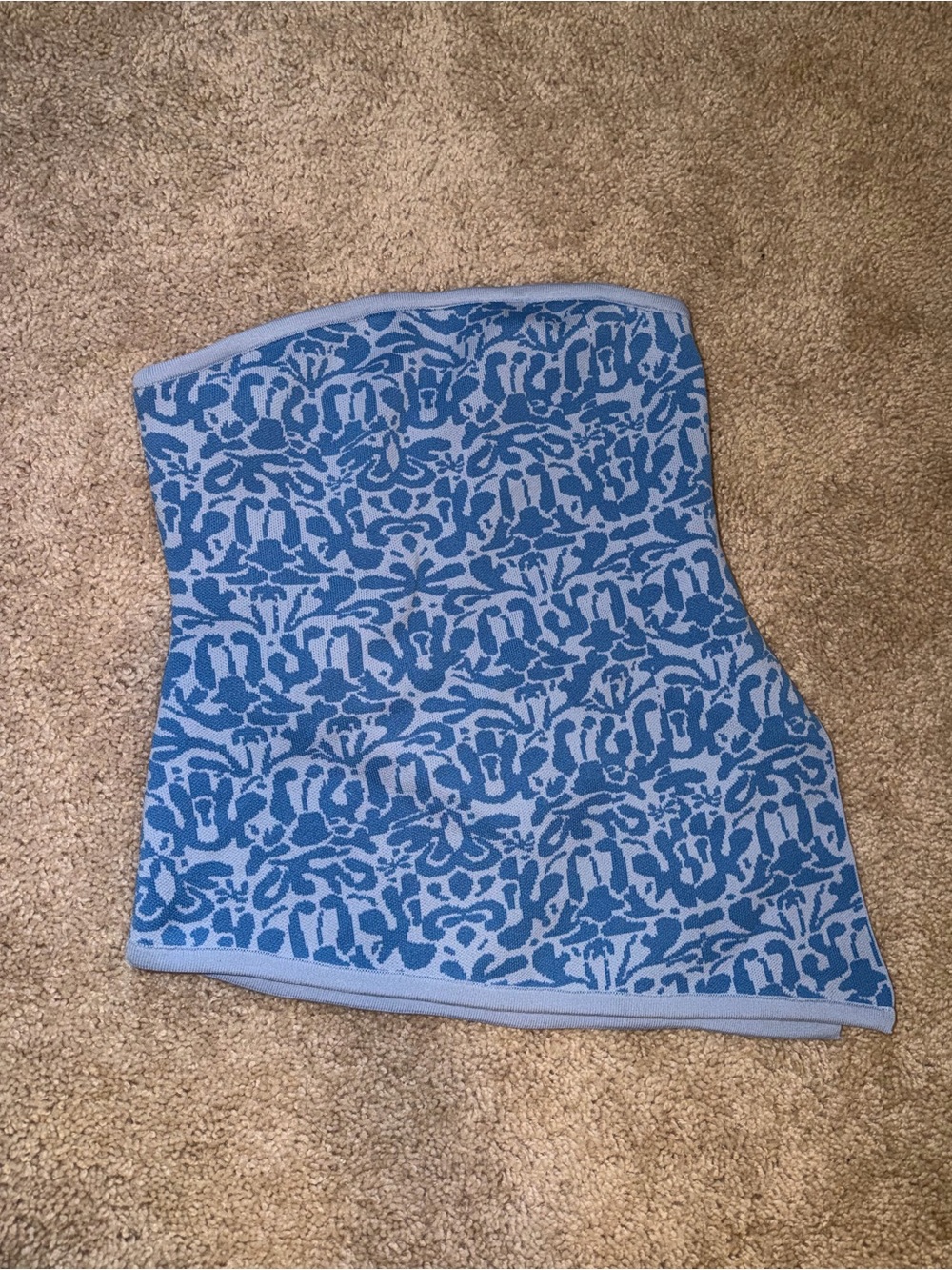 Maeve Two-Tone Blue Jacquard Knit Tube Top